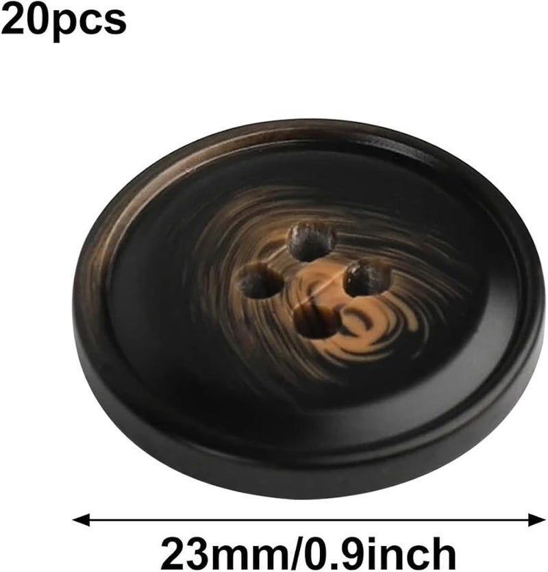 23mm Round Resin Buttons 4 Holes Flatback Sewing Buttons No2 Brown for Clothing Crafts DIY - Image 2